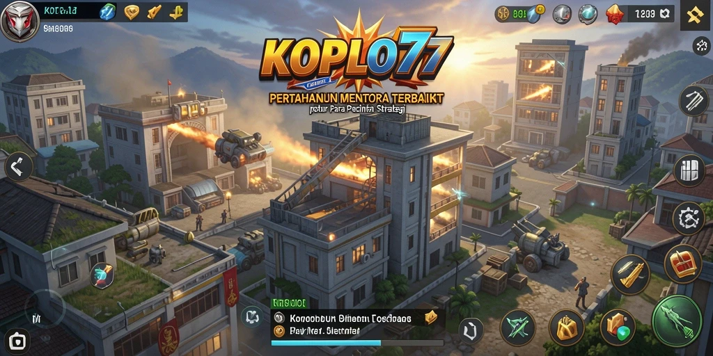Screenshot gameplay KOPLO77 menampilkan serangan menara yang menarik.