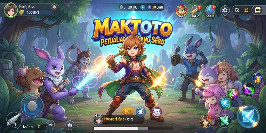 Screenshot permainan MAKTOTO menampilkan pertempuran epik dengan grafik anime yang indah.