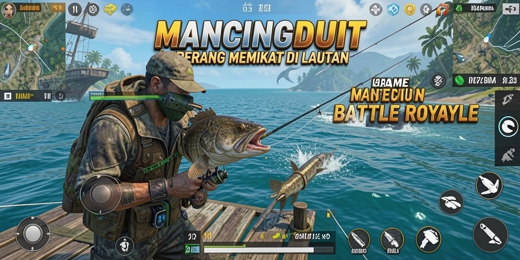 Tampilan gameplay menarik di lautan dalam MANCINGDUIT.