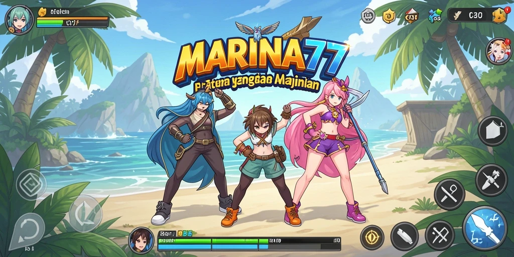 Screenshot menampilkan pertarungan seru dalam MARINA77 yang penuh warna.