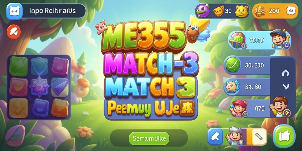 Tampilan gameplay seru dalam ME355 dengan tantangan Match-3.