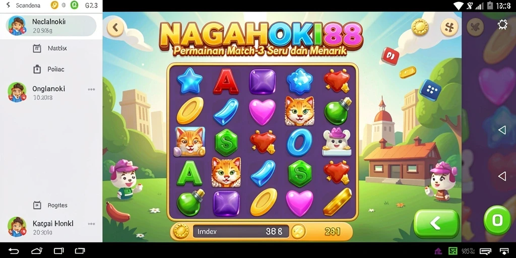 Tampilan gameplay <strong>NAGAHOKI88</strong> dengan aksi mencocokkan yang seru.