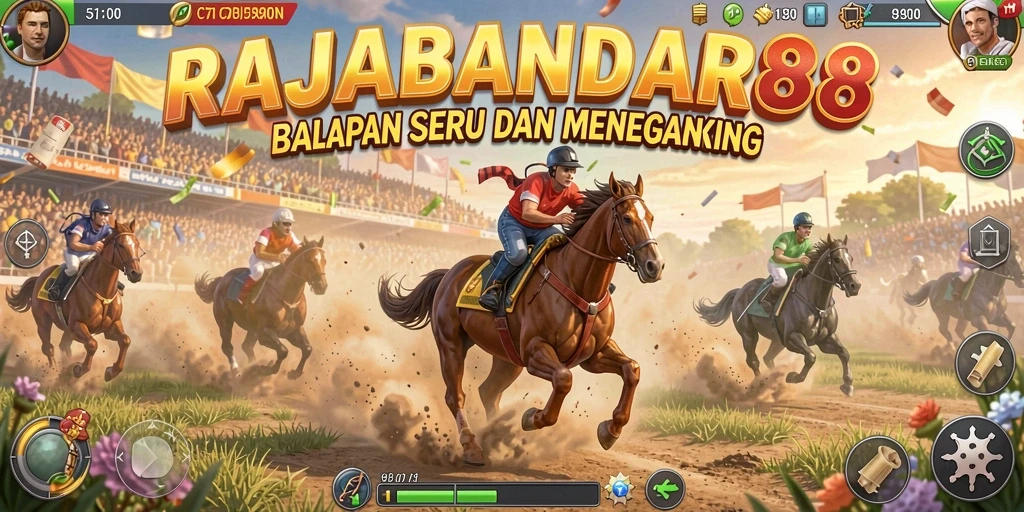 Screenshot gameplay RAJABANDAR88 menampilkan aksi balapan yang mendebarkan.