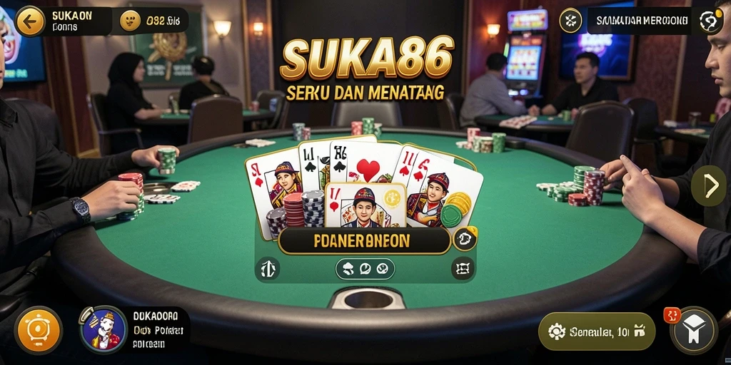 Tampilan gameplay Poker yang mendebarkan dan interaktif.
